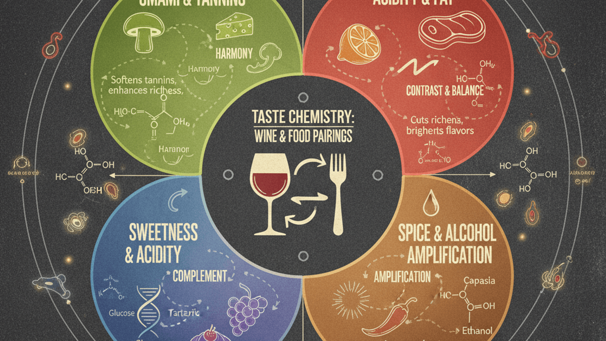 Visual representation of taste chemistry in wine pairings