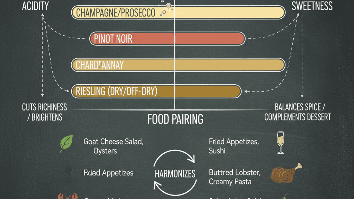Infographic on acidity and sweetness in wine pairings