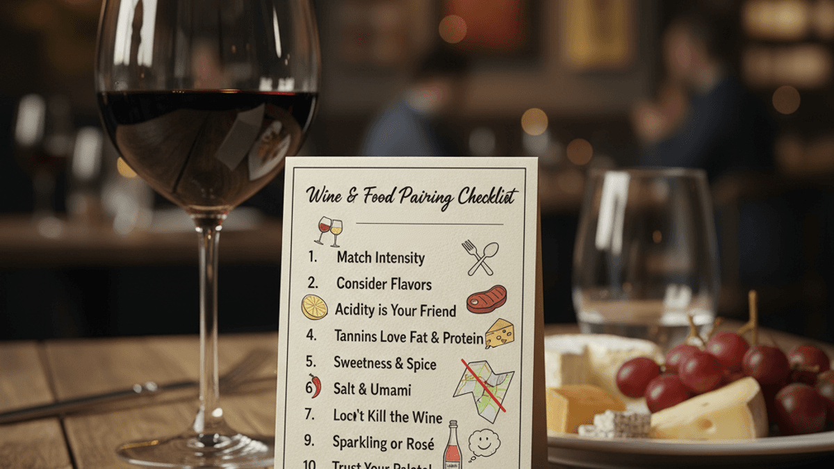 Checklist of practical tips for wine pairing