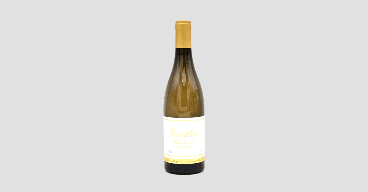 A bottle of Kistler Chardonnay with its understated label