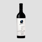 A bottle of Opus One 2018 Cabernet Sauvignon with its distinctive label