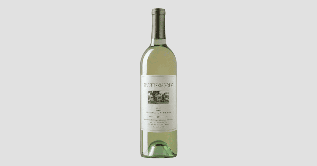 A bottle of Spottswoode Sauvignon Blanc with its elegant label