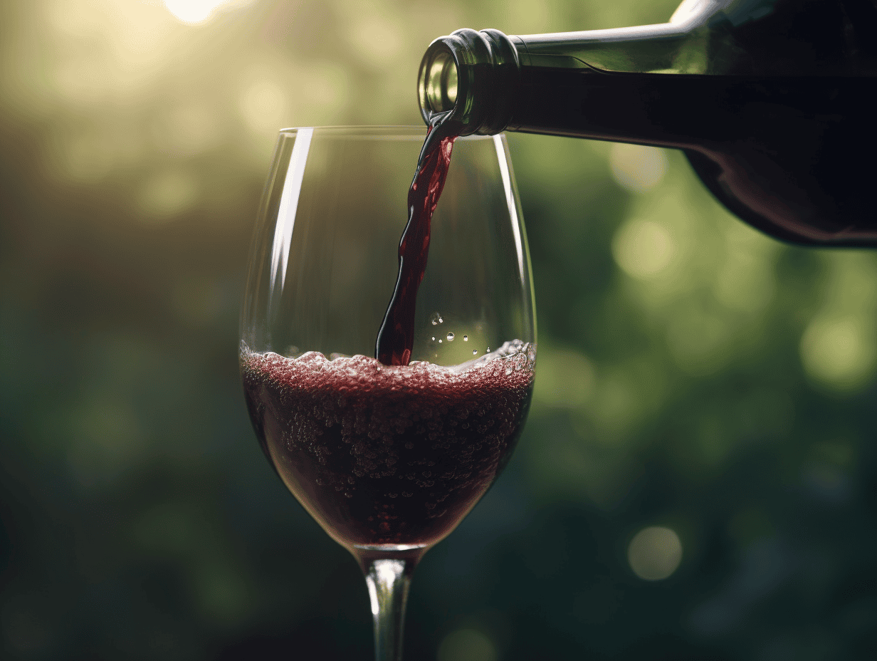 Your California Wine Country Guide, Red wine being poured into a glass with Napa Valley vineyard in background