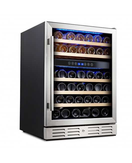 Kalamera 24 Inch Under Counter Built in Wine Refrigerator 46 Bottle Front view 2024 Best Wine Refrigerators List
