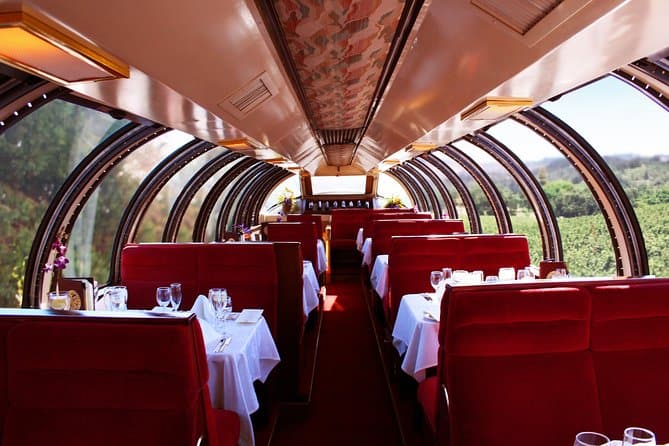 Napa Valley Wine Train tickets, Vista Dome car for special occasions - the panoramic views are unmatched, especially during sunset hours.