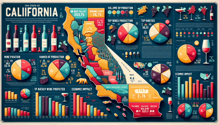 Infographic of wine production and major regions in California