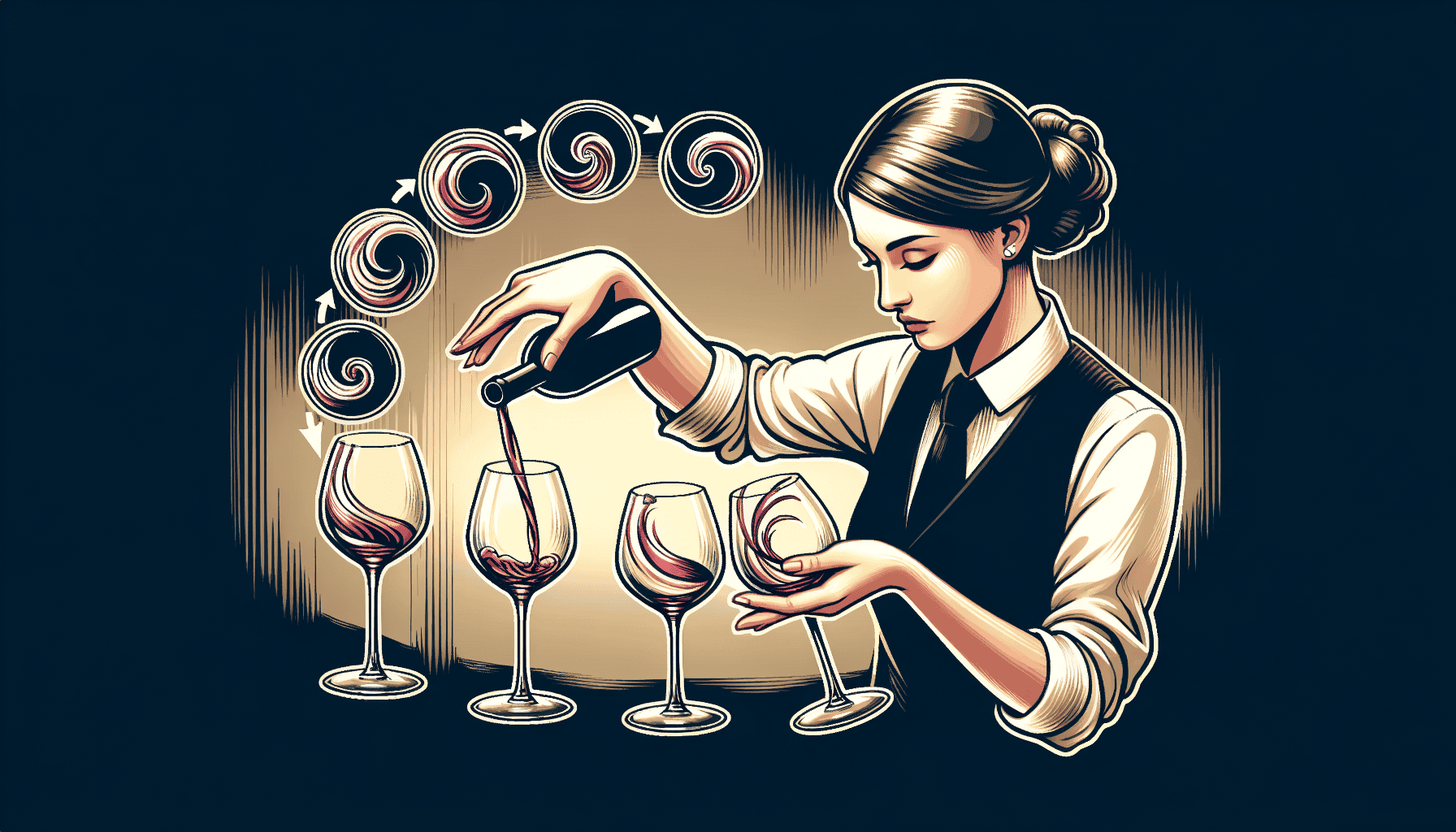 Professional demonstrating proper wine tasting technique steps