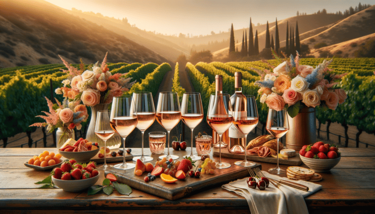 Selection of premium Temecula Valley rosé wines displayed with summer fruits and charcuterie