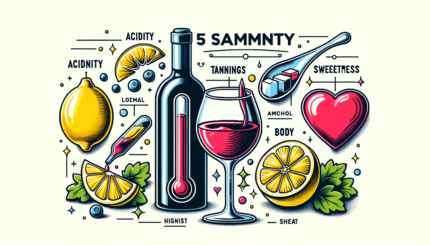 Illustration of wine's flavor components