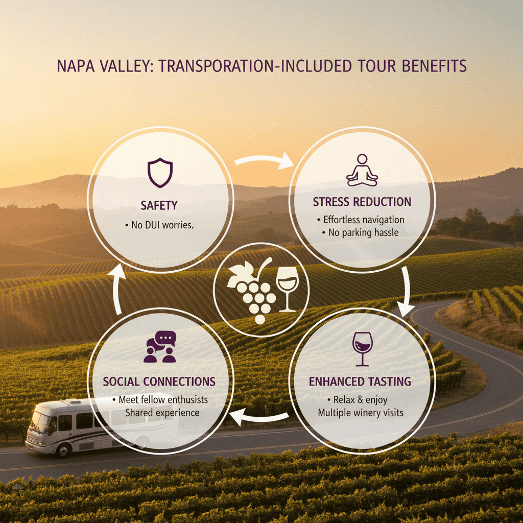 Benefits of transportation included tours in Napa