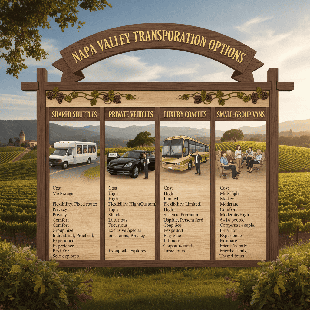 Comparison of transportation options in Napa Valley