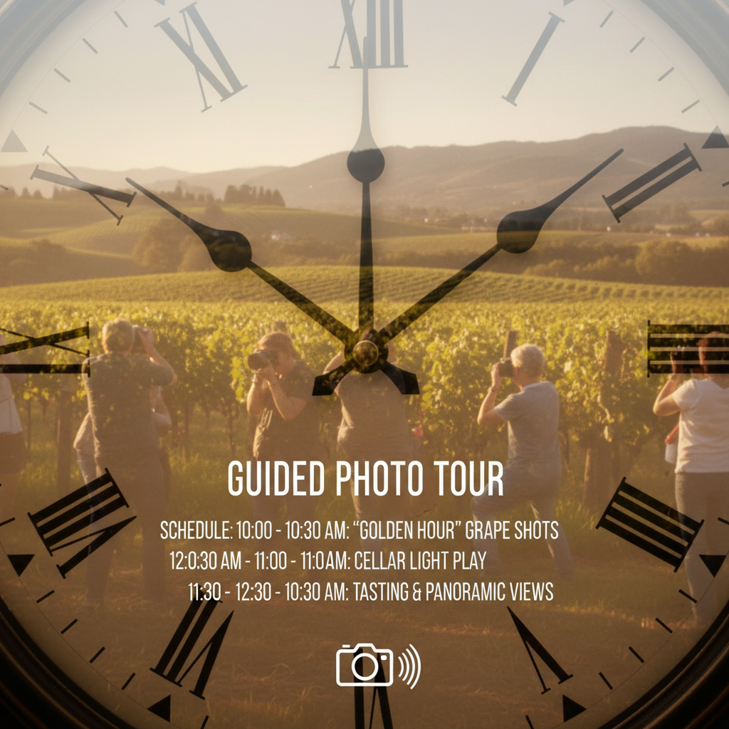 A clock showing a tight schedule during a guided tour