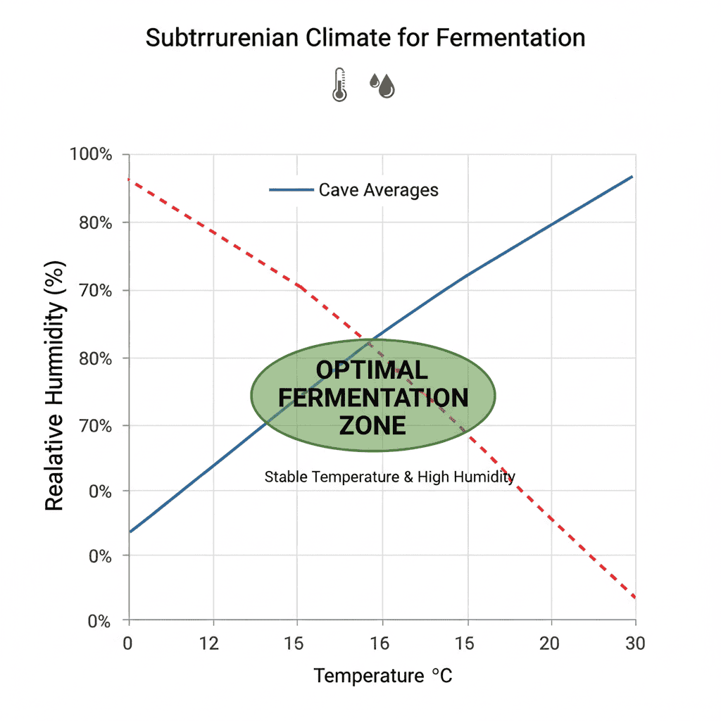 Temperature and humidity levels in caves